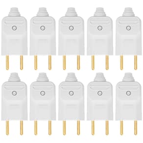 10 Tomada Plug Macho Prensa Cabo 2 Pinos Finos 10A Branco
