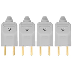 Kit 4 Tomada Plug Macho Prensa Cabo 2 Pinos Finos 10A Cinza