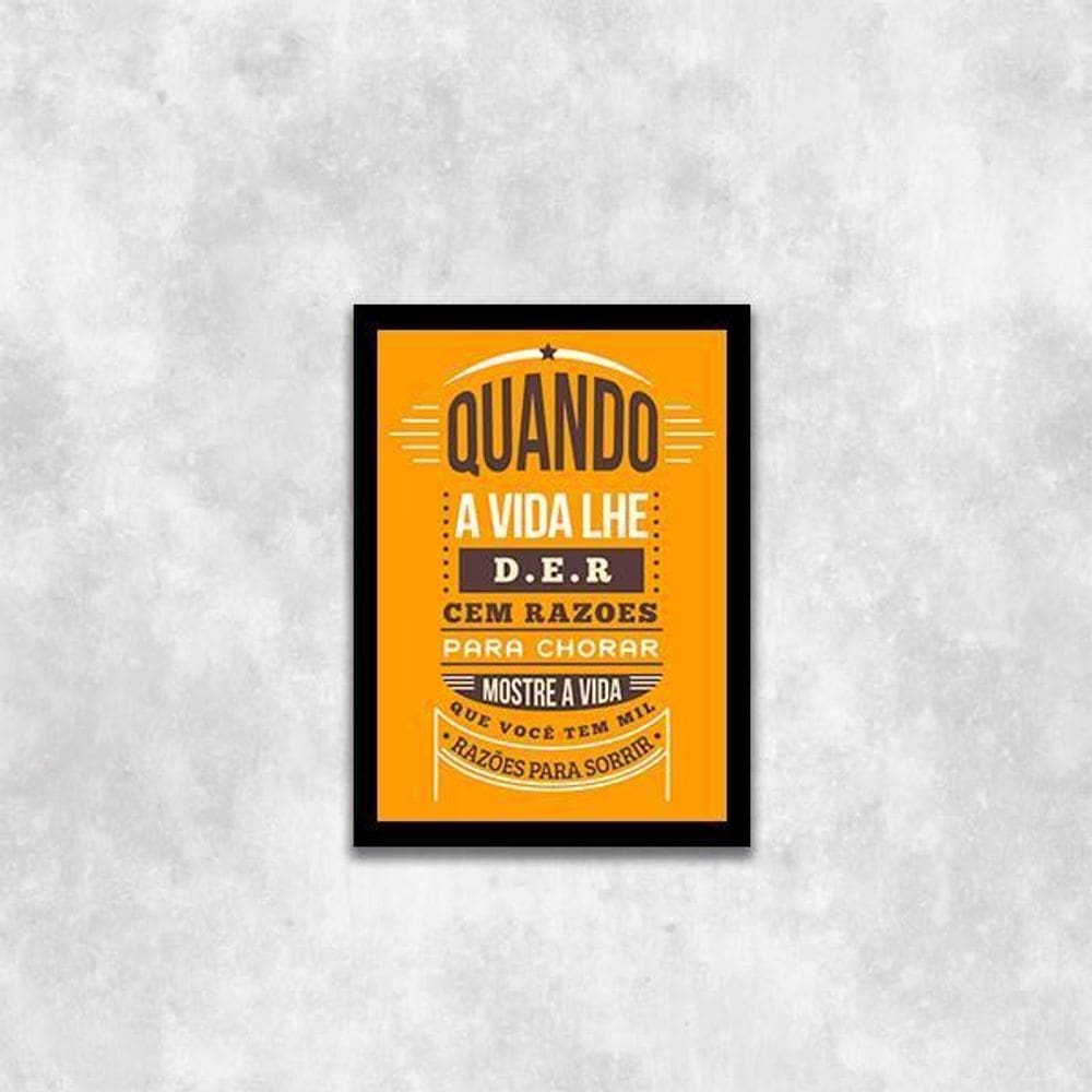 Quadro Razões Para Sorrir 45X34Cm - Com Vidro Moldura Preta