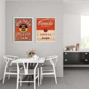 Quadro Decorativo Cozinha Vermelho Com Vidro 24X18Cm 2 Peças