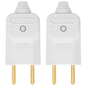 Kit 2 Tomada Plug Macho Prensa Cabo 2 Pinos Finos 10A Branco