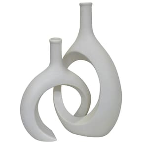 Jogo de Esculturas Vasos Decorativo em Cerâmica 2 peças Infinite - Rio Home