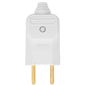Tomada Plug Macho Prensa Cabo 2 Pinos Finos 10A Branco