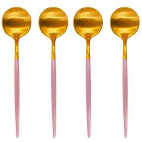 Colheres de Mesa Inox Dourado e Rosa Lady 4 peças - Casambiente