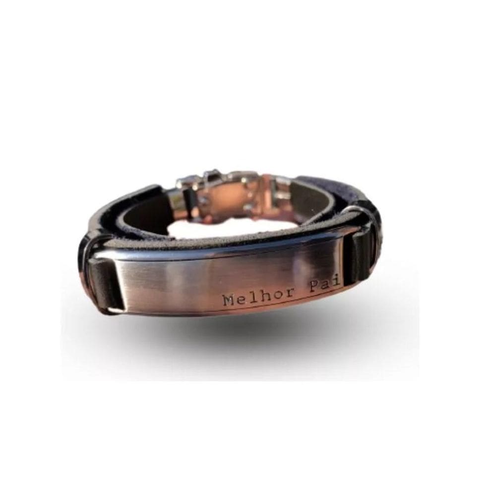 Pulseira De Couro Masculina Presente Melhor Pai Bracelete