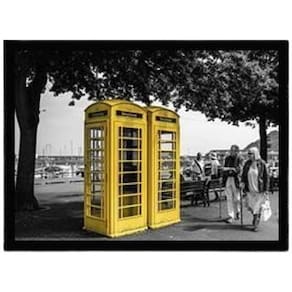 Quadro Decorativo Fotografia Cabine Amarela Vidro 24X18Cm