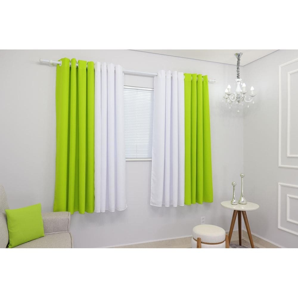 Cortina Duo Oxford 600x180 Verde-pistache 4 Folhas