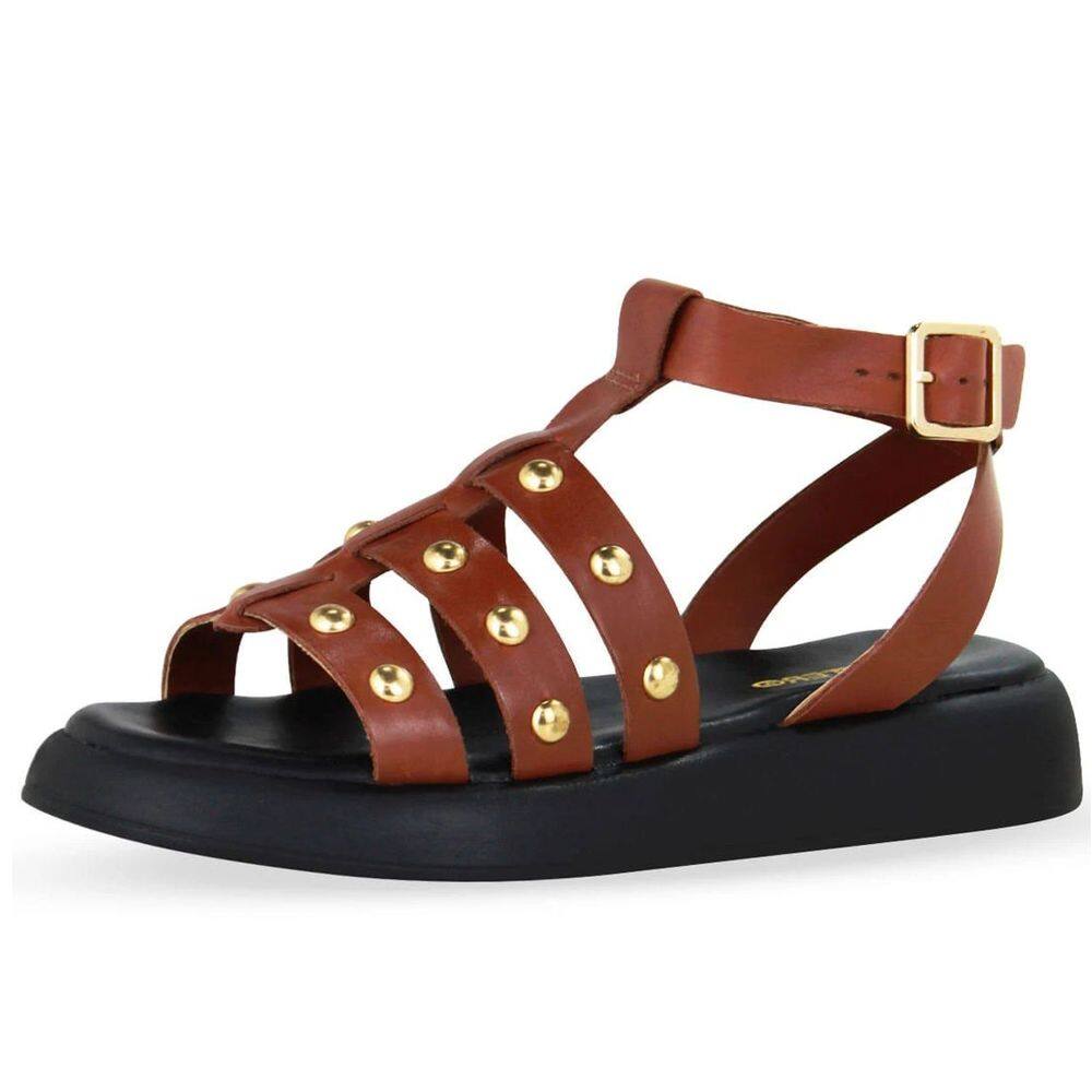 Sandália Feminina Flatform Gladiadora Casual Couro Bottero