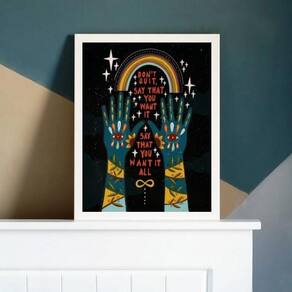 Quadro Decorativo Místico Dont Quit 45X34 C/Vidro - Branca