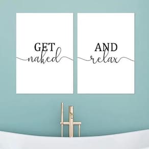 Kit 2 Quadros Get Naked And Relax 24X18Cm