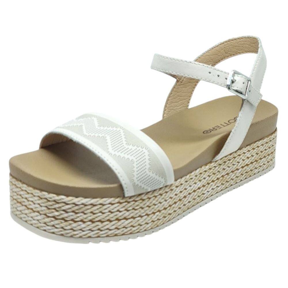 Sandália Feminina Flatform Couro Moderna Conforto Bottero