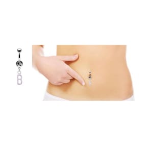 Piercing Umbigo Letra Inicial Nome Prateado