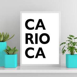 Quadro Palavra Carioca Moldura Branca Com Vidro 33X24Cm
