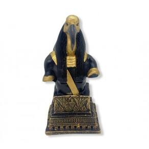 Escultura Busto De Thot Preto Com Dourado 14,5 Cm Em Resina