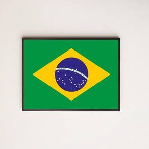 Quadro Decorativo Bandeira Brasil 33X24Cm - Com Vidro