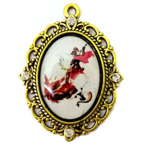 Medalha Pingente De São Jorge Dourado Com Strass Kit 3 Uni