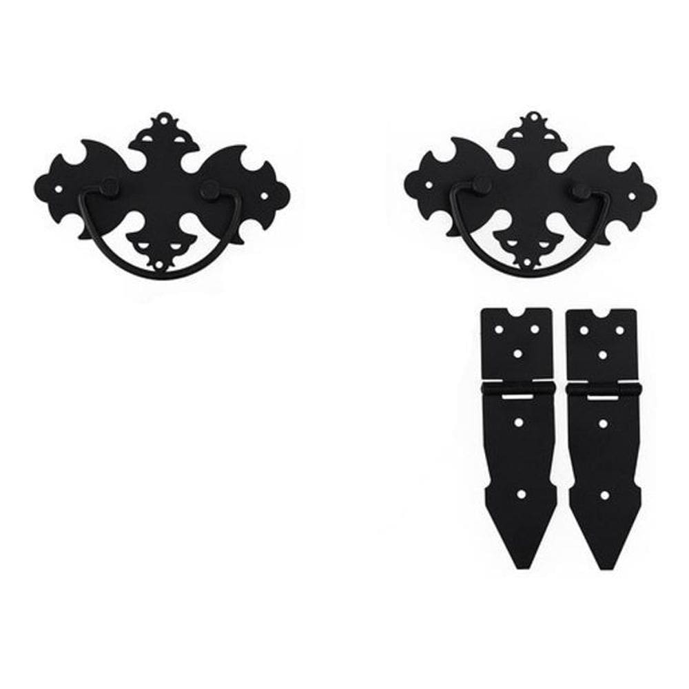 Kit 10 Dobradiças L 116 + 2 Puxadores Alça Medalhão Preto