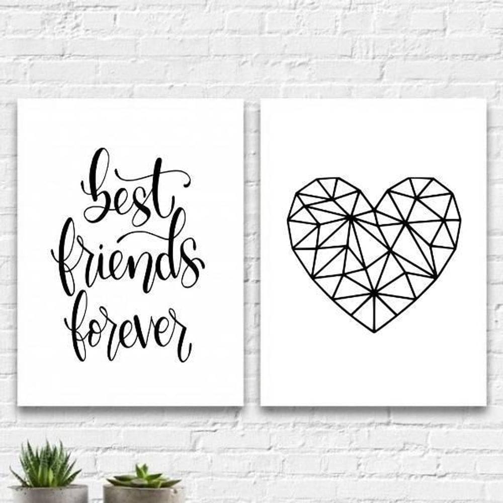 Kit 2 Quadros Best Friends Forever 24X18Cm