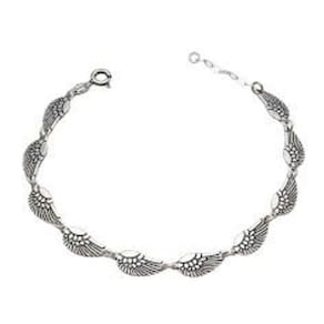 Pulseira Prata Envelhecido 18Cm Com 10 Asas 14Mm