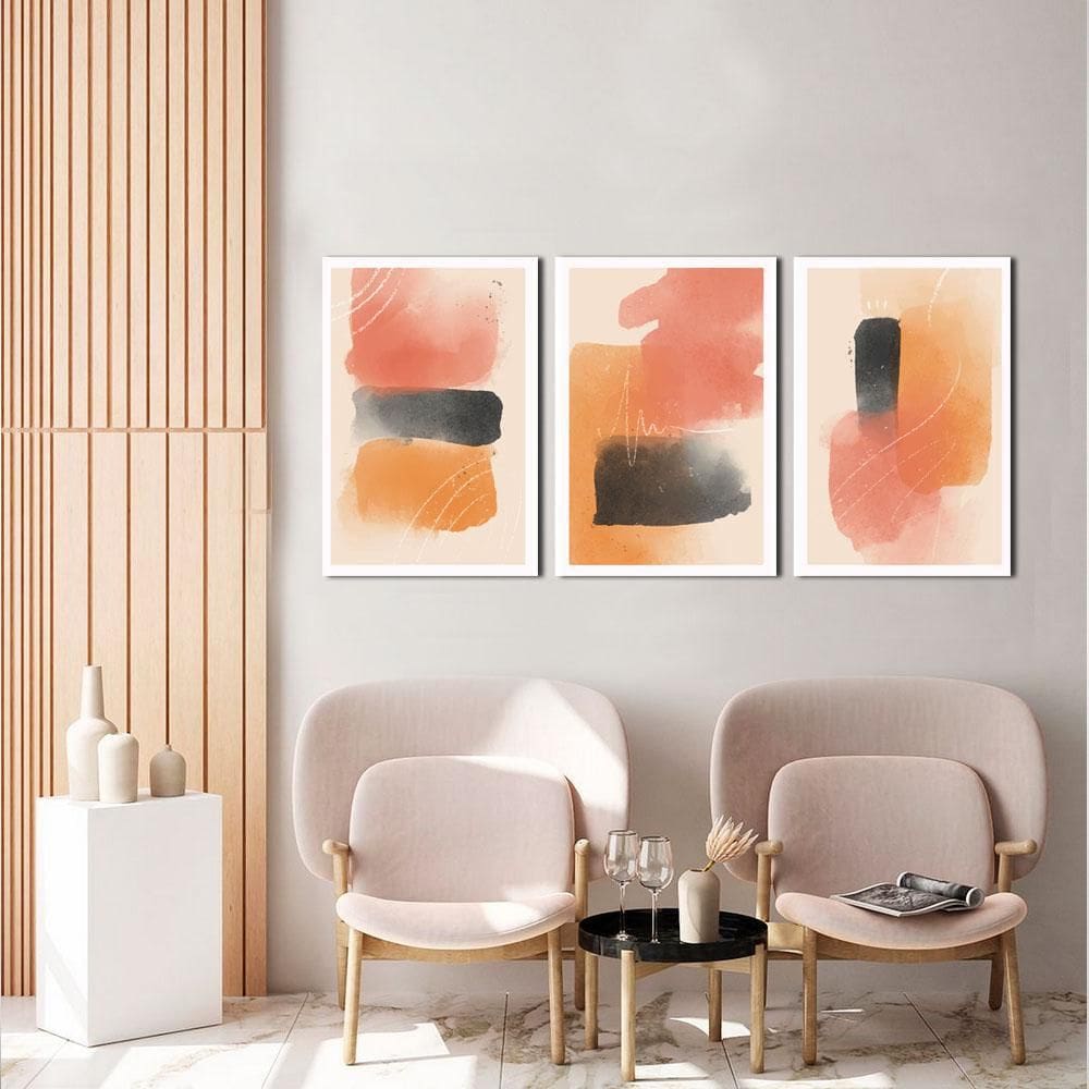 Kit 3 Quadros Decorativos Abstrato