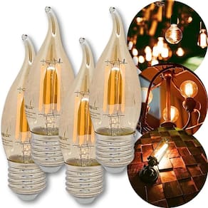 Kit 4 Lampadas Vintage Vela Chama 2W 2400K Branco Quente