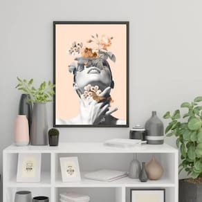 Quadro Decorativo Mulher Com Borboletas E Flores 45x34cm