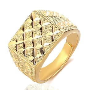 Anel Dourado Trabalhado Banhado A Ouro Ajustável