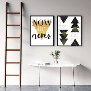 Kit 2 Quadros Geométricos Now Or Never 45X34Cm - Preta