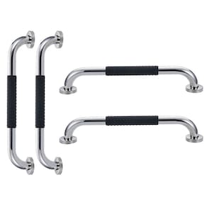Barra de Apoio 30cm Inox Kit 4 unidades Superficie Antiderrapante Banheiro Box Idoso Criança Gestante Cadeirante Acessibilidade