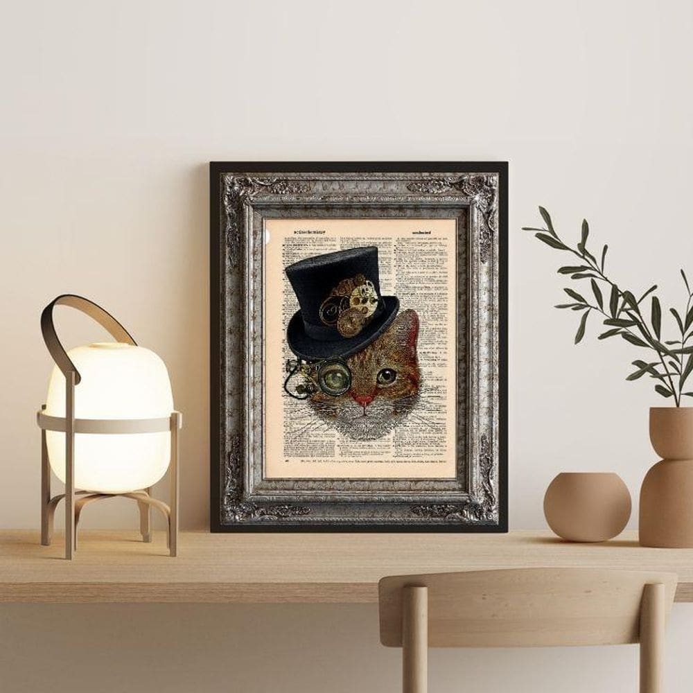 Quadro Decorativo Gatinho Antigo 24X18Cm