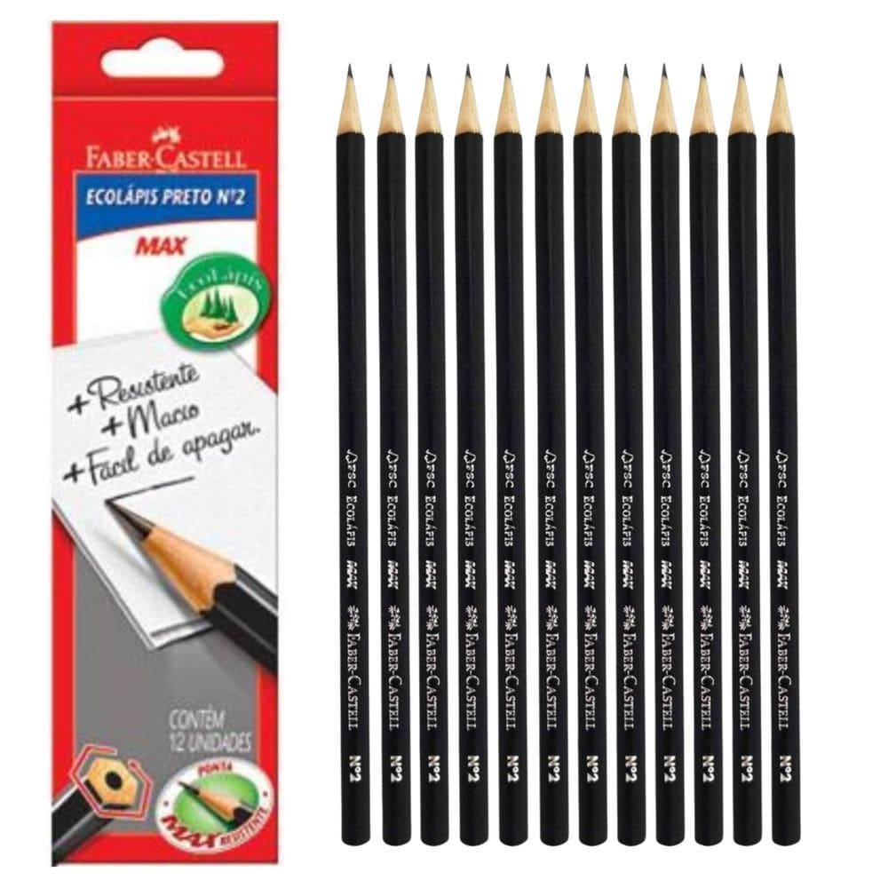 Lápis Preto Grafite Nº2 HB Max Sextavado 1205 - Caixa c/ 12 Unidades Faber Castell