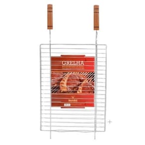 Grelha Dupla Churrasco Carnes Aves Peixes Legumes 36X50Cm