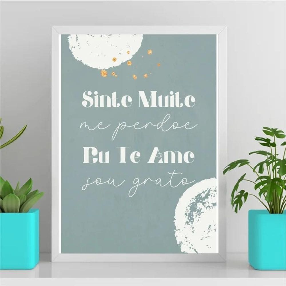 Quadro Mantra Hoponopono 45X34Cm Branca