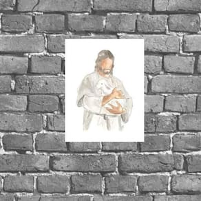 Placa Decorativa Jesus Com Cordeiro 18X27Cm