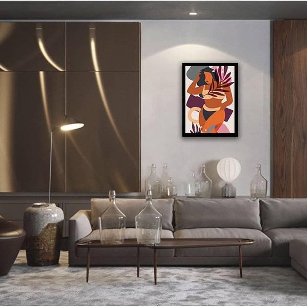 Quadro Abstrato Figurativo Mulher Forma I 24X18 Vidro Preta