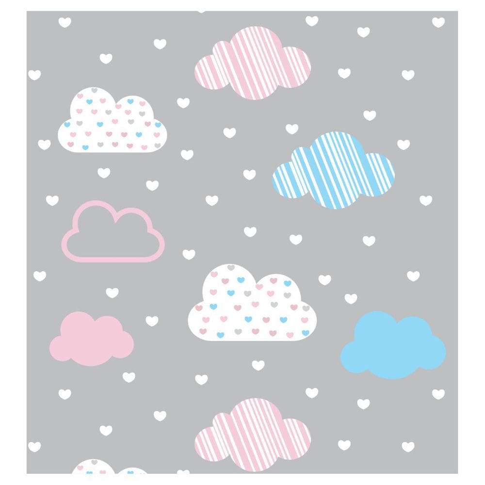 Papel De Parede Adesivo Nuvem Infantil 300X52Cm Quarto