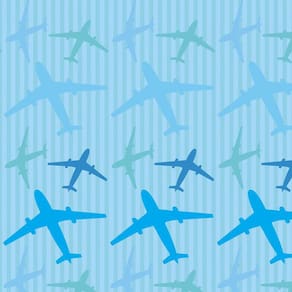 Papel De Parede Azul Aviões E Listra Autocolante Sala Quarto