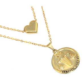 Colar Cordão Profissão Assistente Social Folheado Ouro 18k