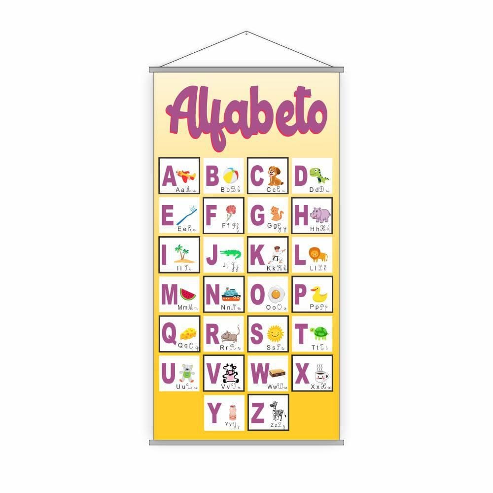 Banner Alfabetário 4 Letras Escolar Pedagógico 120X65Cm