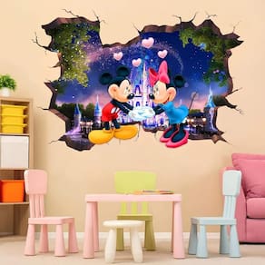 Adesivo De Parede Buraco Falso Mickey E Minnie