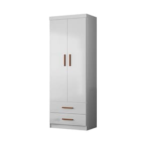 Guarda Roupa Ônix 2 Portas 2 Gavetas Cor Flex Branco ou Branco/Nature - Peternella