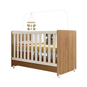 Berço Americano Mini Cama Encanto Cor Nature e Off White - Peternella Móveis