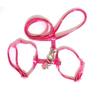Conjunto Peitoral Pra Gatos  Rosa  Tam. Único  12Cm A 22Cm