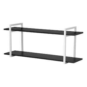 Nicho Sala E Quarto Branco Com Prateleiras Preto 80Cm