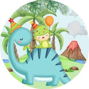 Painel Redondo 3D Sublimado Dino Baby Frd-5048