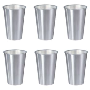 Kit 6 Copos 500 Ml Label Inox 14X8,5Cm Leve Prático Multiuso