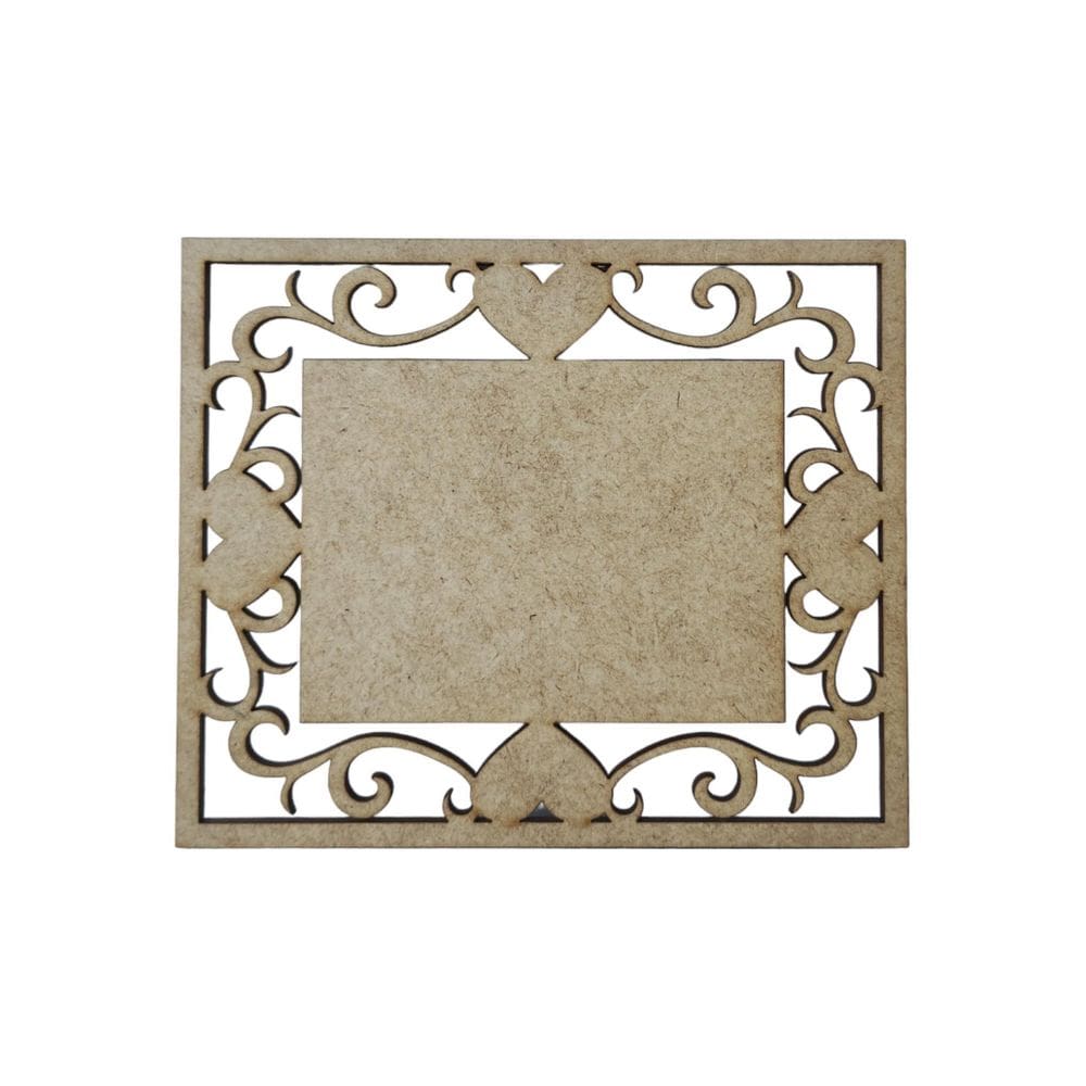 Placa Mdf Cru Artesanato Design Coração Quadrado Liso 40Cm
