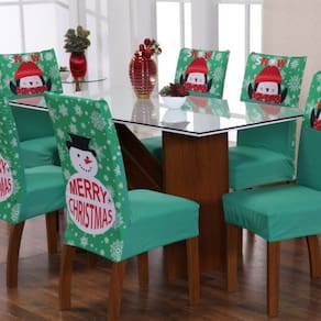 Capa De Cadeira Avulsa Estampada Malha Gel - Natal Verde
