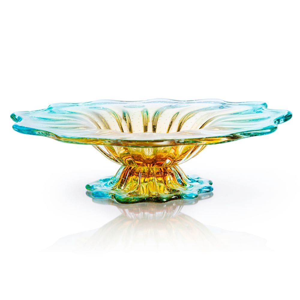 Centro Em Cristal Murano Azul Assinado São Marcos