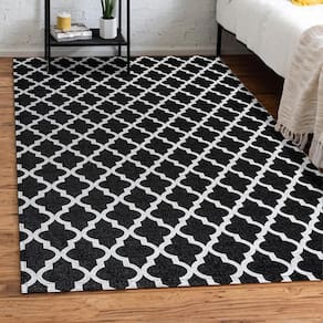Tapete Jacquard 2,00M X 2,50M Emborrachado Arabesco Preto